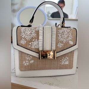 ALDO White and Tan Floral Mini Bag